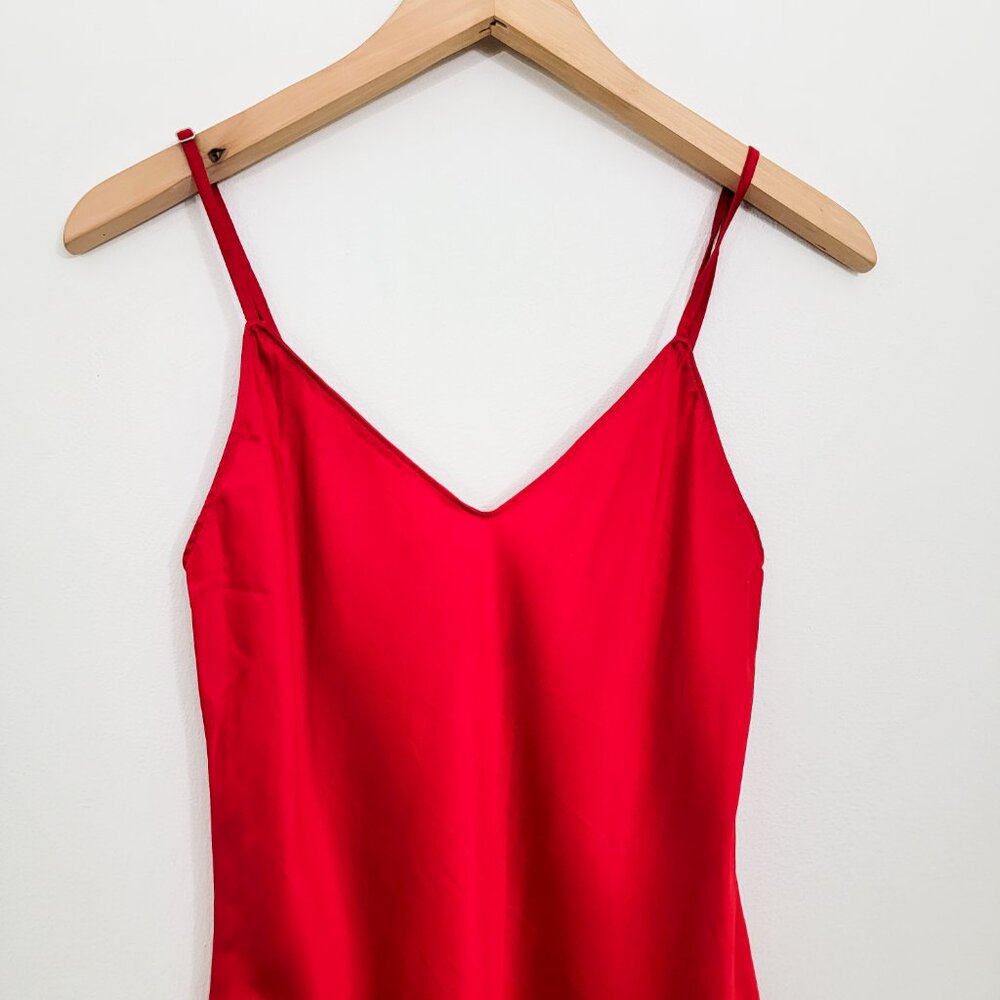 Reformation Cher V Neck Silk Slip Dress in Red XS - Picture 2 of 8